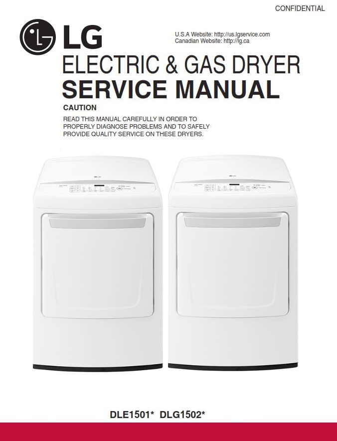 LG DLE1501W DLG1502W Dryer Service Manual And Technici