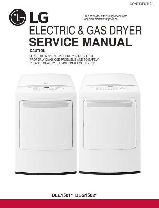 LG DLE1501W DLG1502W Dryer Service Manual and Technicians Guide