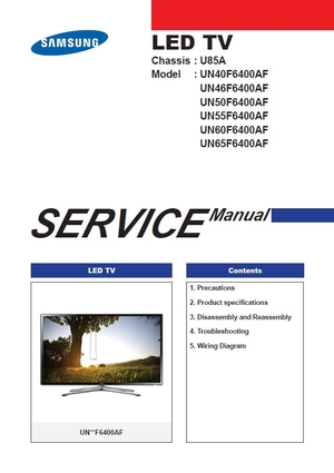 Samsung UN46F6400 UN46F6400AF UN46F6400AFXZA 3D Smart LED TV Service Manual