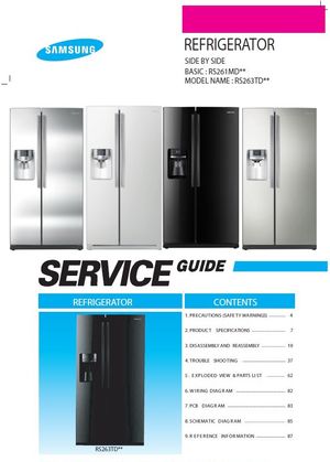 Samsung RS263TDRS RS263TDWP RS263TDBP RS263TDPN Refrigerator Service Manual
