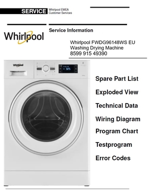 Whirlpool FWDG96148WS EU Washing Machine Service Manual and Technicians Guide