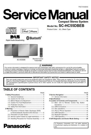Panasonic SC HC55DB Stereo System Service Manual &amp; Repair Guide