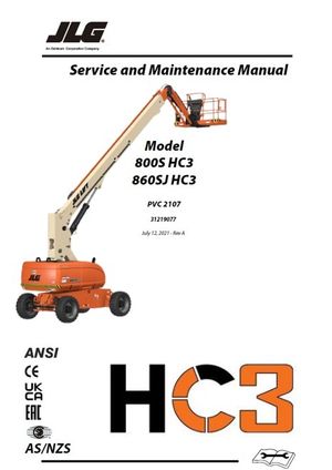 JLG 800S HC3 860SJ HC3 Boom Lift Service Manual – Complete Set
