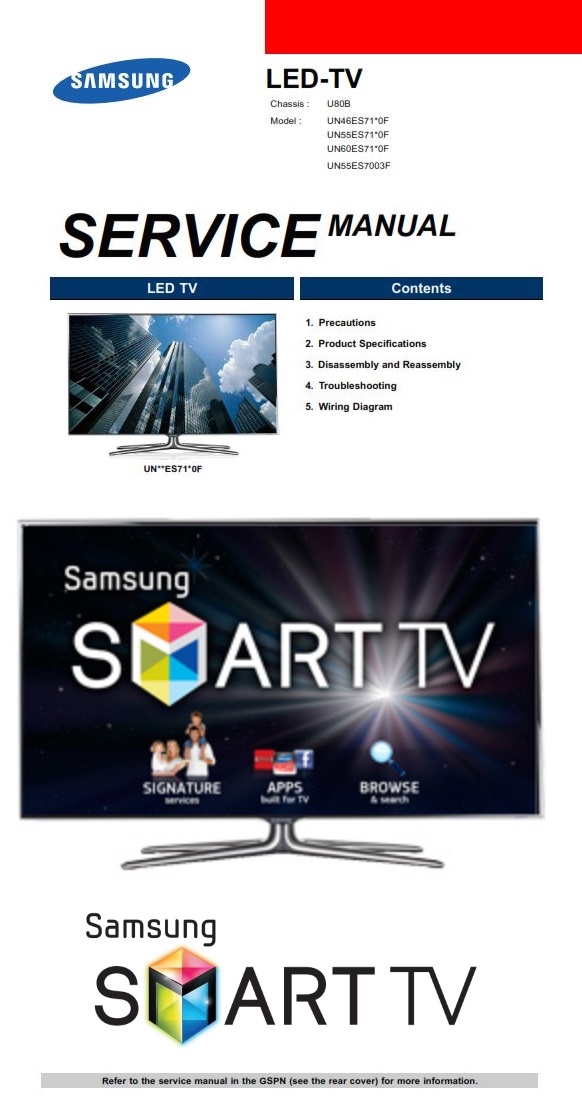 Samsung UN60ES7150 UN60ES7150F UN60ES7150FXZA 3D Slim LED TV Service Manual