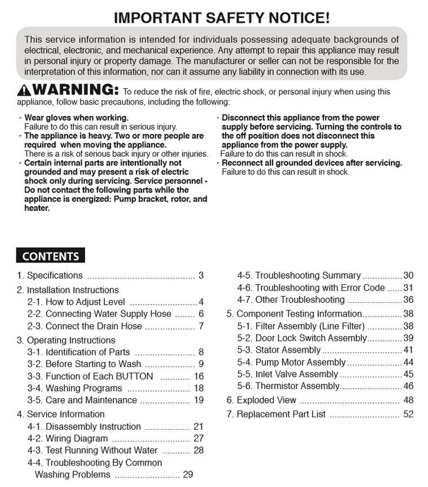 LG WT4870CW Top Load Washer Service Manual &amp; Troubleshooting Guide