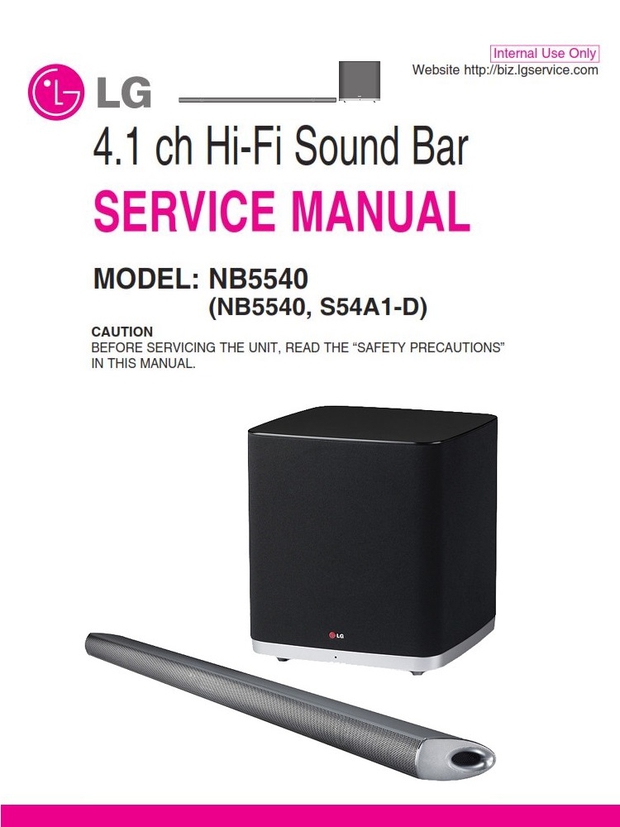 LG NB5540 Sound bar and Subwoofer Service Manual Repair Guide