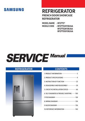 Samsung RF27T5201SR RF27T5241SR RF27T5501SR Refrigerator Service Manual