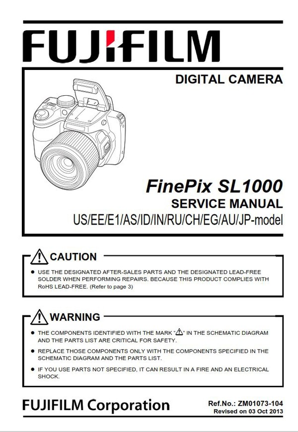 FujiFilm FinePix SL1000 Digital Camera Service Manual