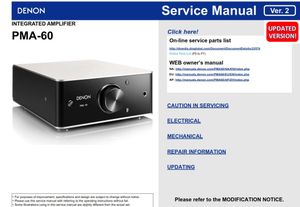 Denon PMA-60 Amplifier Original Service Manual &amp; Repair Instructions
