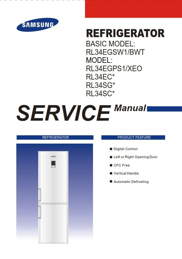 Samsung RL34EGSW1 RL34EGPS1 RL34ECPS1 RL34SGPS1 RL34SCPS1 Service Manual