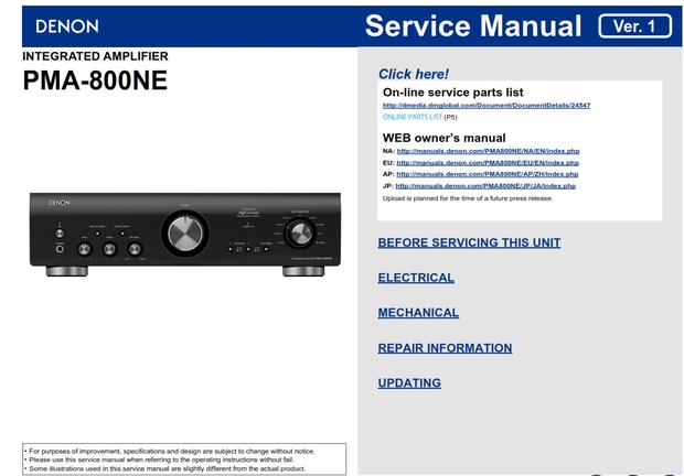 Denon PMA-800NE Amplifier Original Service Manual &amp; Repair Instructions