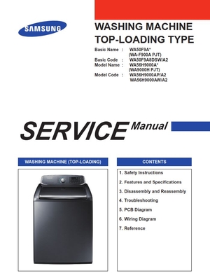 Samsung WA50F9A8DSP A2 Washer Service Manual and Repair Guide