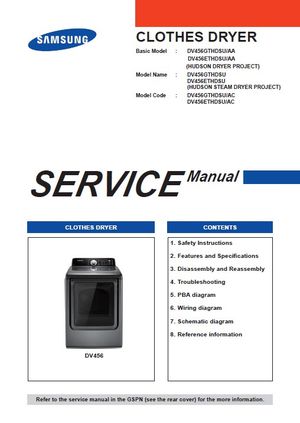 Samsung DV456GTHDSU DV456ETHDSU Dryer Service Manual Repair Guide