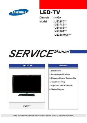 Samsung UE32C5 UE37C5 UE40C5 UE46C5 UE32C4000PW TV Service Manual