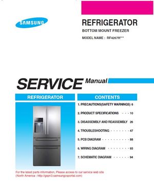 Samsung RF4267HARS RF4267HAWP RF4267HABP Service Manual