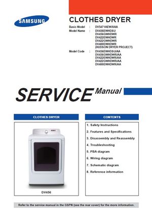 Samsung DV456EWHDSU DV456GWHDWR DV422EWHDWR DV422GWHDWR DV400EWHDWR Service Manual