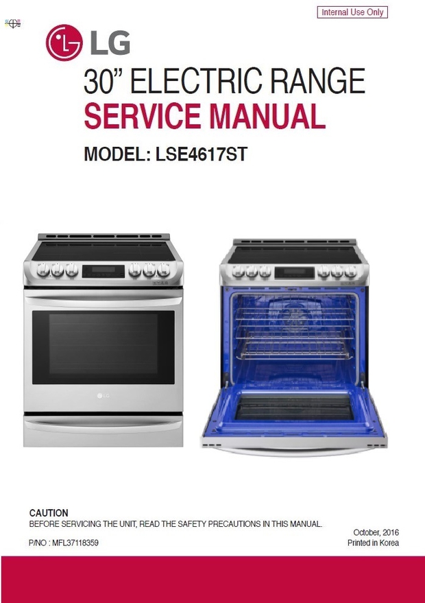 LG LSE4617ST Oven Range Service Manual and Technicians Guide