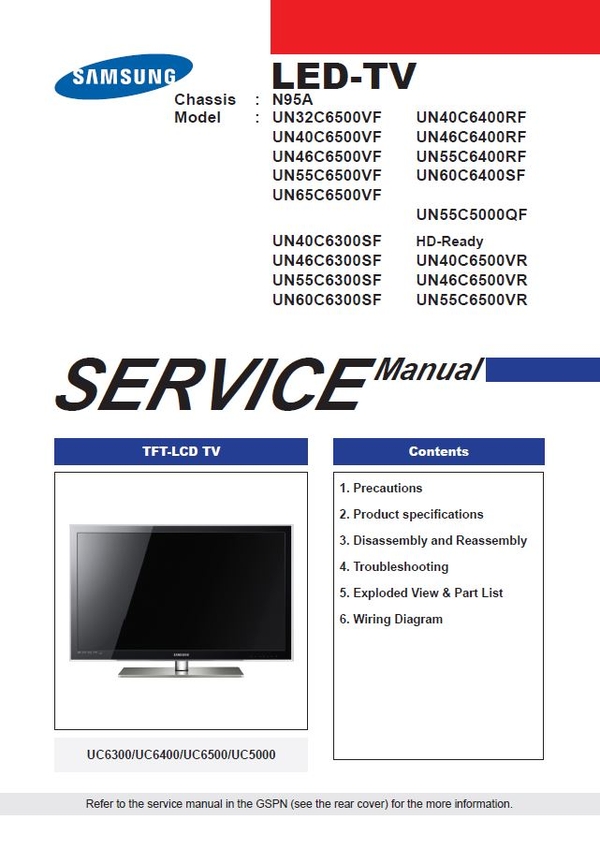 Samsung UN55C5000 UN55C5000QF 3D LED TV Service Manual