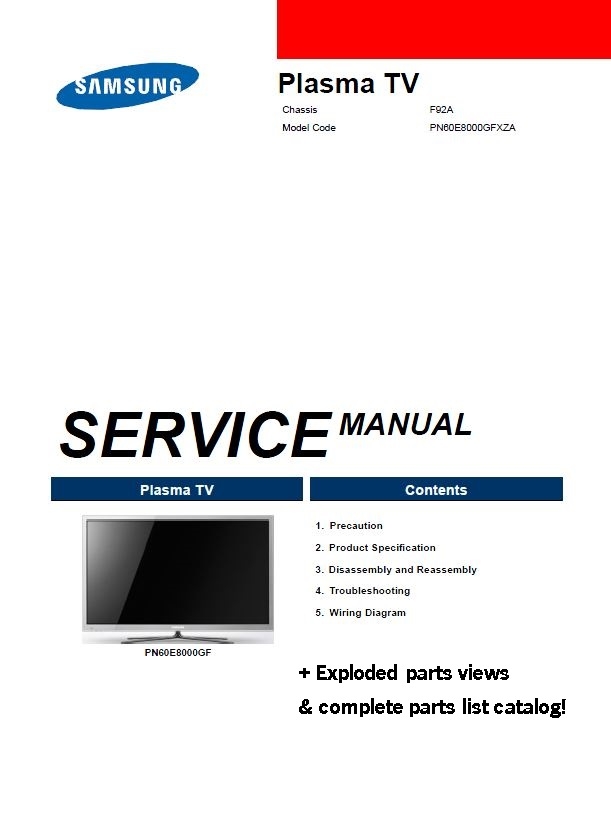 Samsung PN64E8000 PN64E8000GF Plasma TV Service Manual