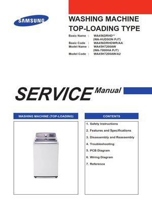 Samsung WA45H7000AW WA45H7200AW A2 Washing Machine Service Manual
