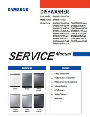 Samsung DW80B6060US DW80B6060UG Dishwasher Service Manual