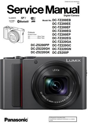 Panasonic Lumix DC-ZS200 ZS220 TZ200 TZ220 Camera Service Manual