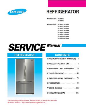 Samsung RF266AERS RF266AEPN RF266AEBP RF266AEWP Refrigerator Service Manual