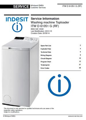 Indesit ITW D 61051 G (RF) Washing Machine Service Manual