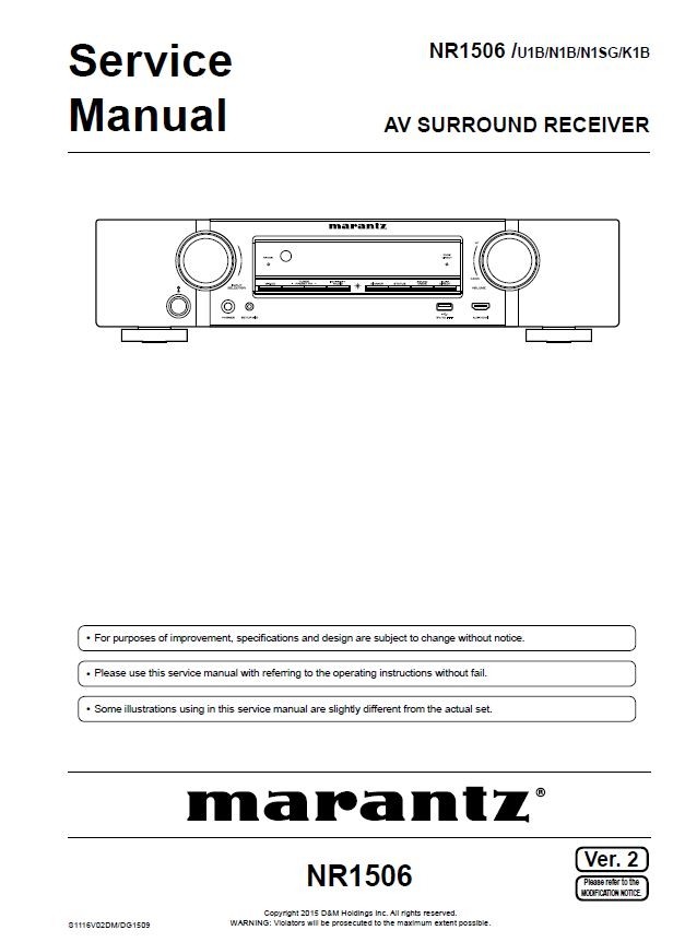 Marantz NR1506 AV Receiver Service Manual and Repair Guide
