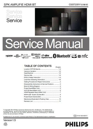 Philips Fidelio E5 CSS7235Y Speaker System Service Manual &amp; Repair Guide (PDF/ZIP Download)