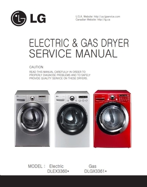 LG DLEX3360V DLEX3360W DLGX3361V DLGX3361W Dryer Service Manual