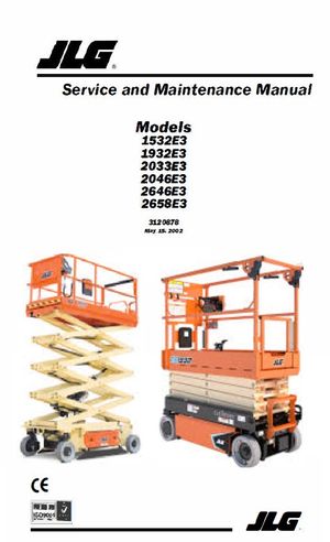 JLG 1532E3 1932E3 2033E3 2046E3 2646E3 2658E3 Scissors Lift Service Manual