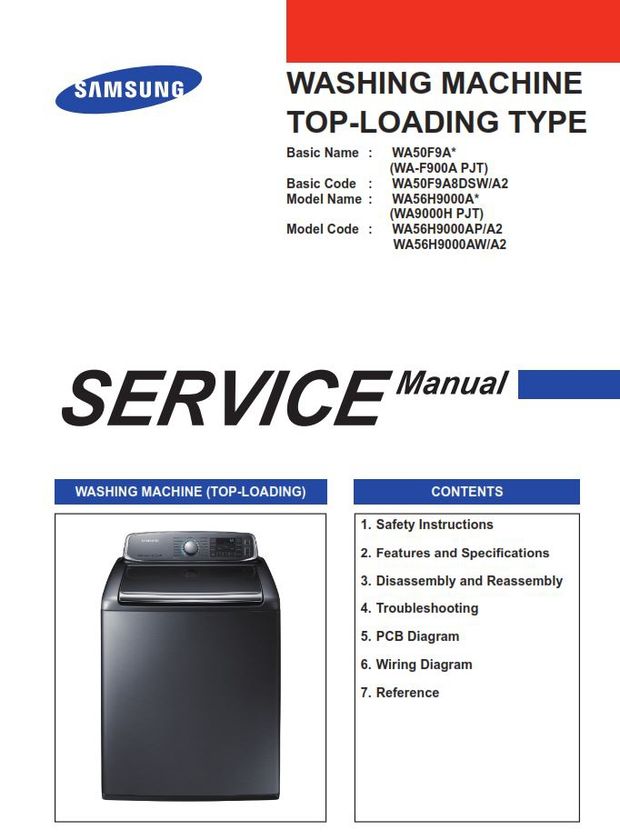 Samsung WA56H9000AP WA56H9000AW Washing Machine Service Manual