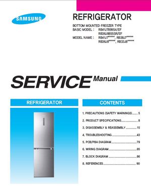 Samsung RB36J8799S4 RB36J8855S4 RB36J8215SR Refrigerator Service Manual