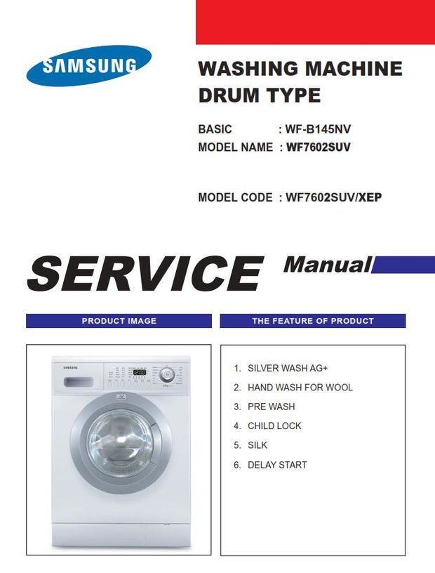 Samsung WF7604SUV WF7602SUV WF7600SUV Washer Service Manual