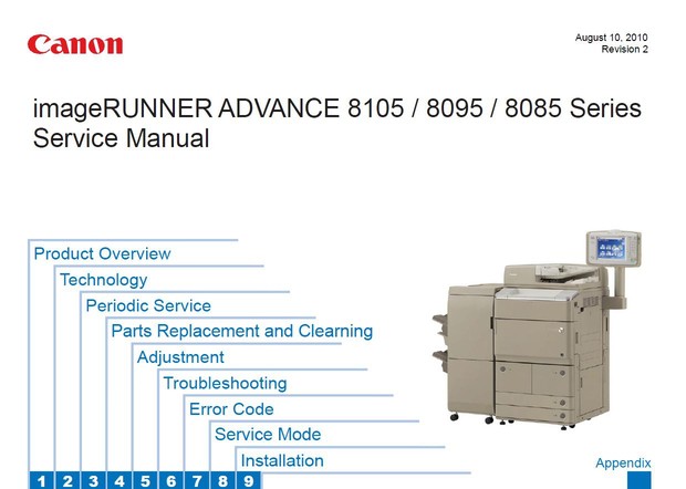 ​Canon imageRUNNER ADVANCE 8105 8095 8085 PRO Service Manual and Technicians Guide