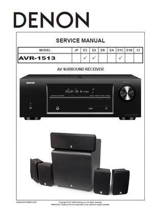 Denon AVR-1513 Home Theater AV Receiver Service Manual