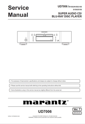 Marantz UD7006 Blu Ray Player Service Repair Manual 