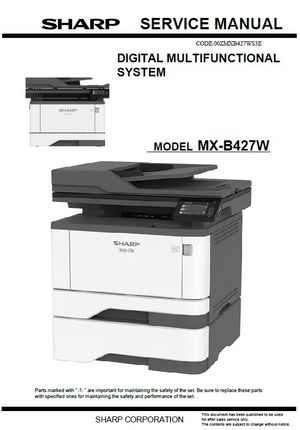 Sharp MX-B427W Multifunction Printer Service Manual (PDF Download)