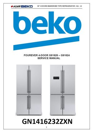 Beko GN1416232ZXN Refrigerator Service Manual