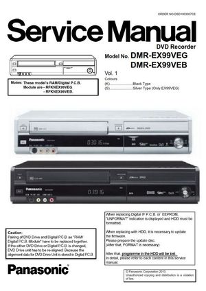 Panasonic DMR EX99V Service Manual &amp; Repair Guide
