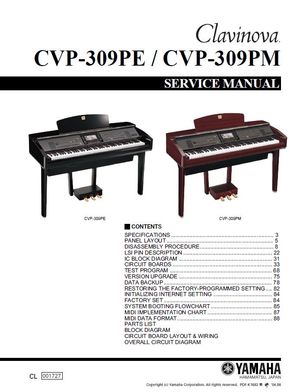 Yamaha Clavinova CVP-309 309PE 309PM Piano Service Manual &amp; Repair Guide