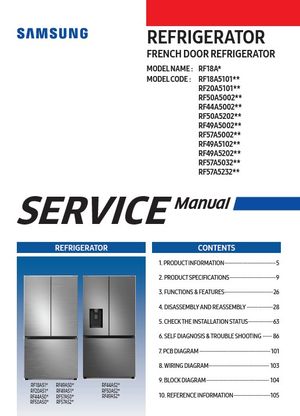Samsung RF50A5202S9 RF50A5202B1 Refrigerator Service Manual