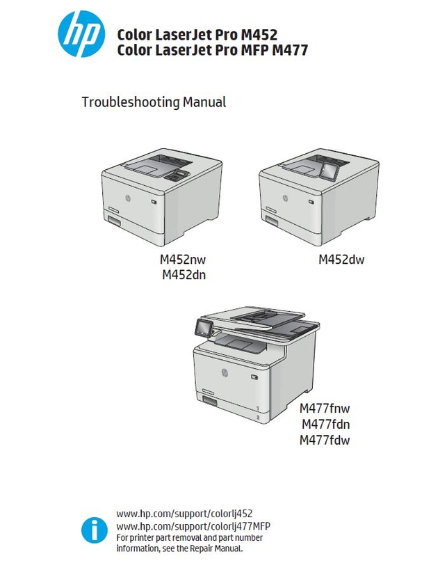 HP M452nw M452dn M452dw M377dw M477fnw M477fnw M477fdw Printer Service Manual