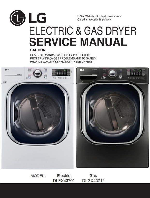 LG DLEX4370W DLEX4370K DLGX4371W DLGX4371K Dryer Service Manual
