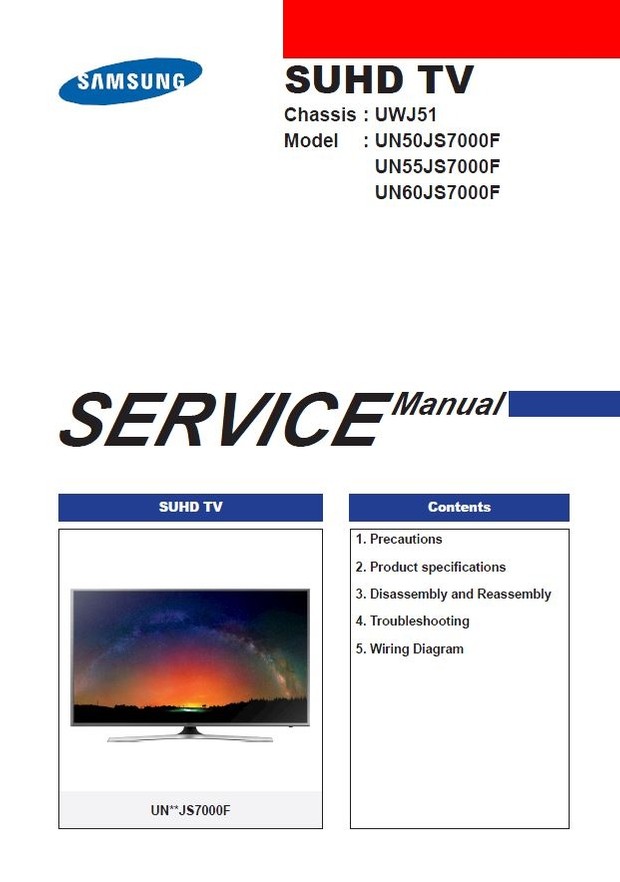 Samsung UN60JS7000 UN60JS7000F UN60JS7000FXZA 4K 3D LED TV Service Manual