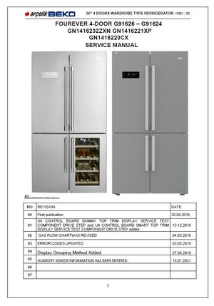 Beko GN1416232ZXN GN1416221XP GN1416220CX Refrigerator Service Manual