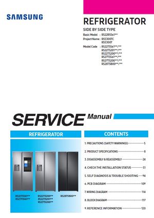 Samsung RS22T5200 RS22T5200S9 RS22T5200B1 Refrigerator Service Manual
