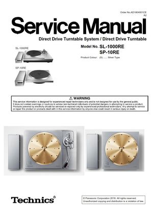 Technics SL-1000R SP-10R Direct Drive Turntable Service Manual and Repair Guide