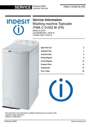 Indesit ITWA C 51052 W (FR) Washing Machine Service Manual